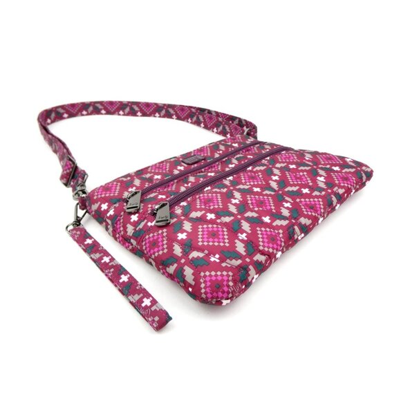 Lug PinkCrossbody Bag Multi-Zip Compartments Adjustable Strap - Picture 2 of 14